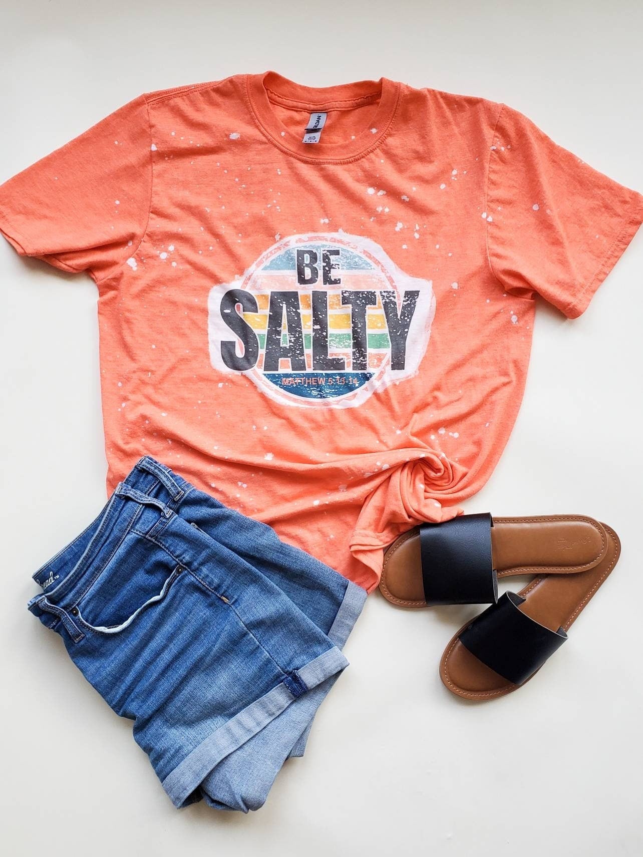 Be Salty - Bleached with Sublimation T-Shirt/Polyester Material