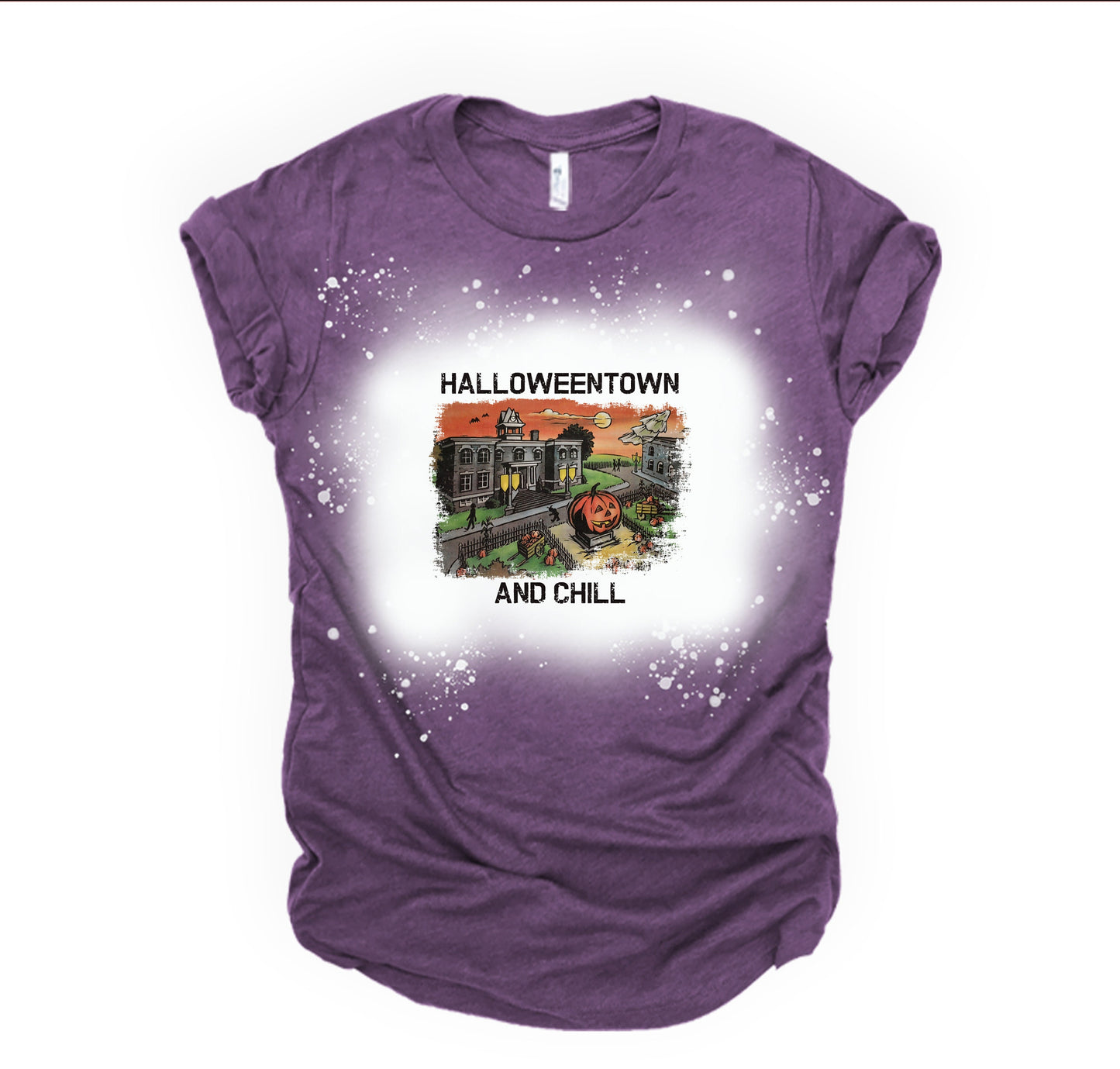 HalloweenTown - Bleached with Sublimation T-Shirt/Polyester Material