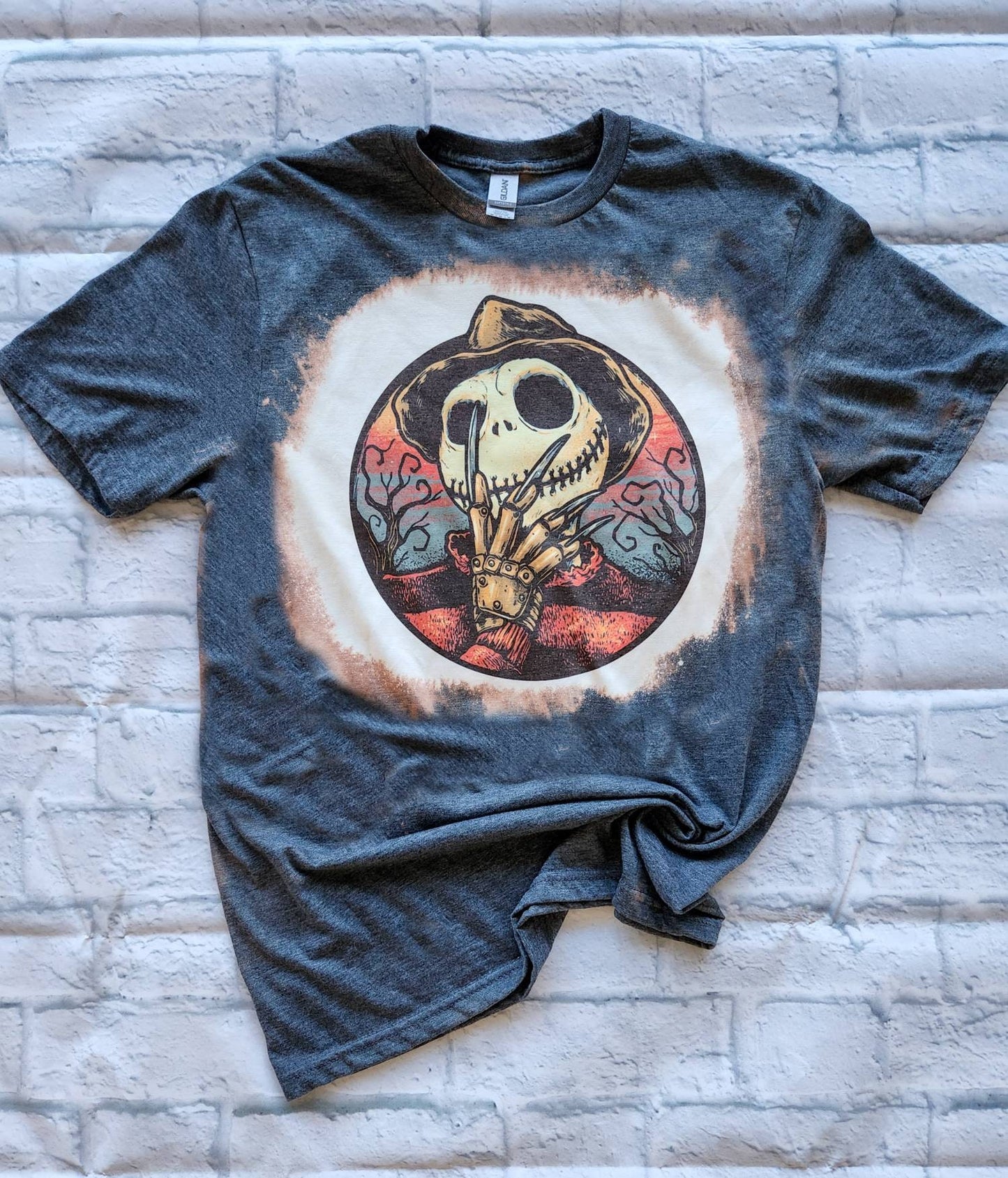 Jack Skellington/Nightmare on Elm Street - Bleached with Sublimation T-Shirt/Polyester Material